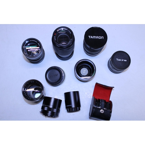 307 - A job lot of assorted SLR camera lens including Tamron