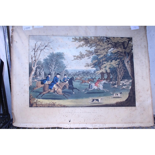 79 - A 19th century lithographic print entitled 'The Royal Hunt in Windsor Park', shipping unavailable