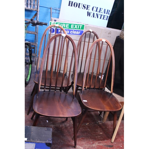 397 - Four mid-century Ercol dining chairs. Shipping unavailable