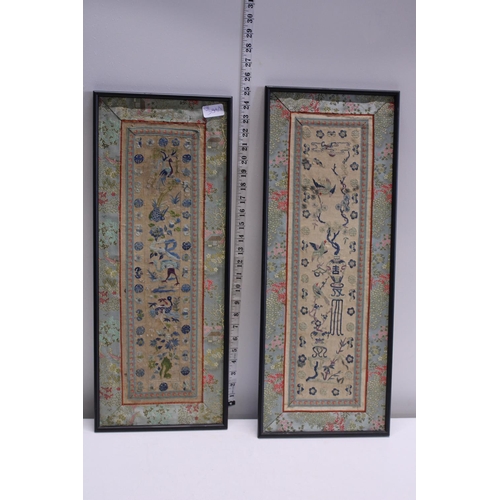 173 - A pair of Chinese 19th century embroidered panels