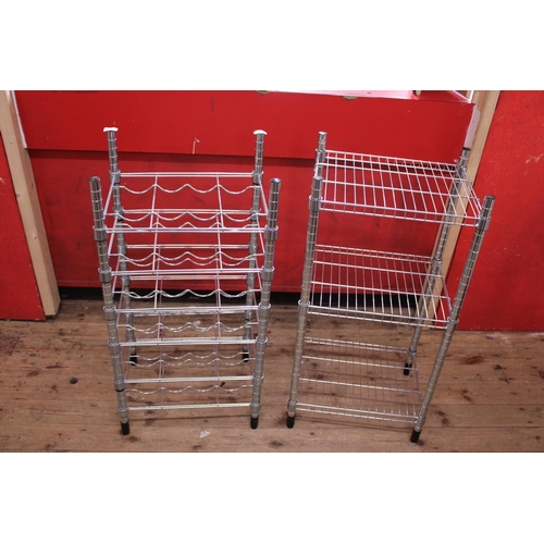 398 - A metal wine rack and a metal kitchen vegetable rack, shipping unavailable