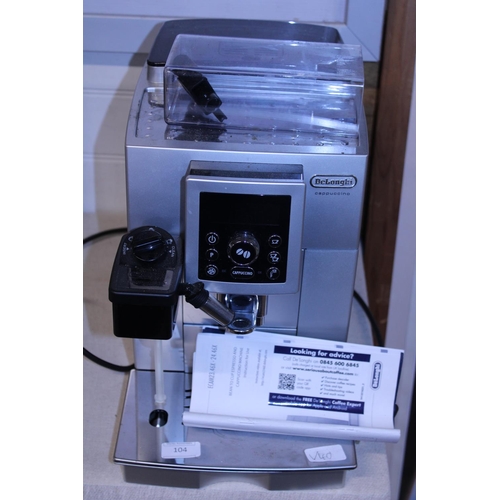 70 - A DeLonghi bean to cup espresso and cappuccino machine with instructions etc (untested), shipping un... 