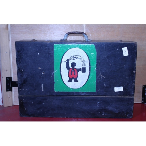92 - A vintage wooden tool box. Shipping unavailable