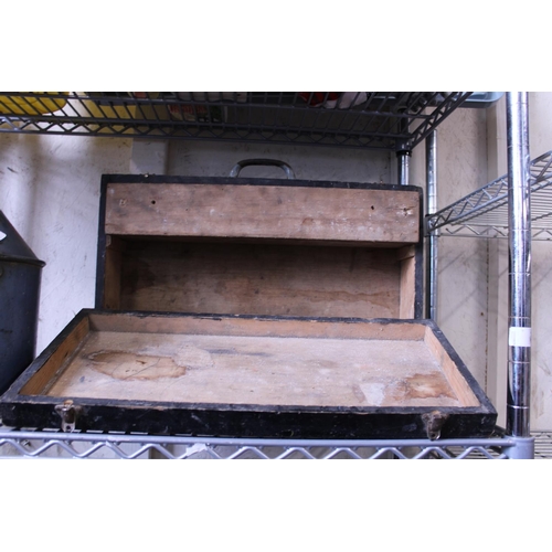 92 - A vintage wooden tool box. Shipping unavailable