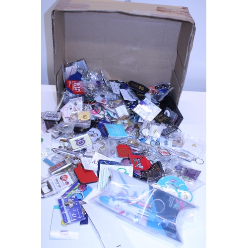 181 - A large quantity of new keyrings and badges etc