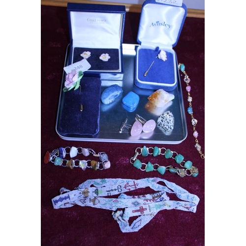 248 - A selection of costume jewellery and semi precious stones