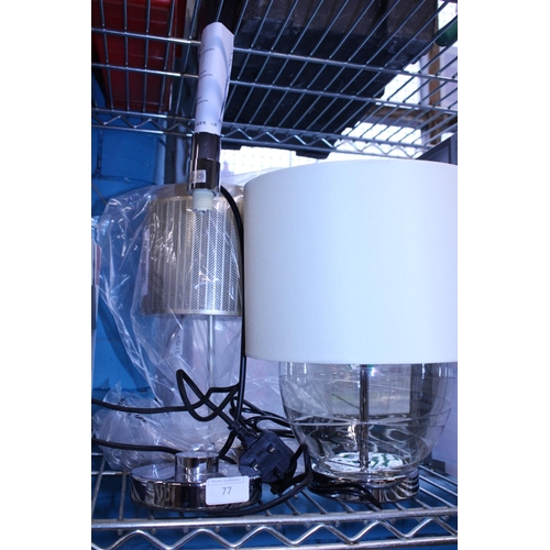 77 - Three new assorted table lamps. Shipping unavailable