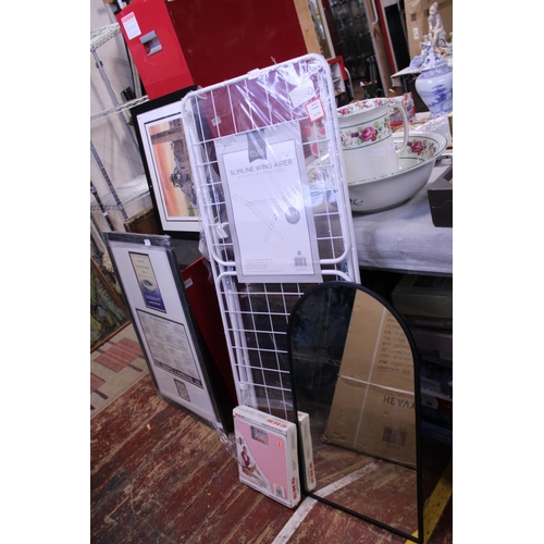 80 - A new clothes airier, mirror and set of bathroom scales. Shipping unavailable