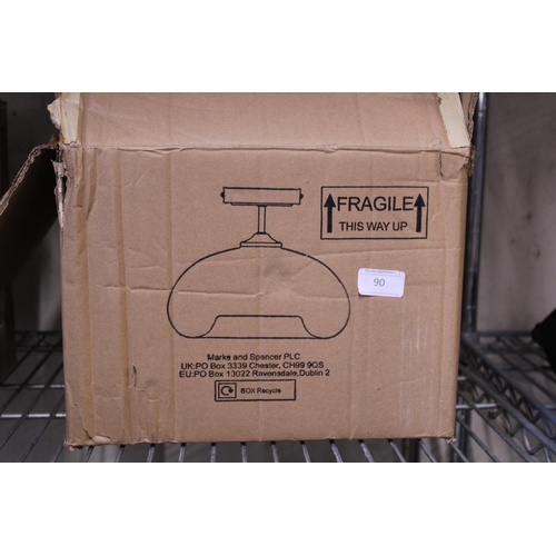 90 - A new boxed M&S glass ceiling light (unchecked)