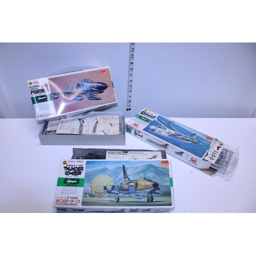 Three Hasegawa aircraft model kits, (boxed as new)
