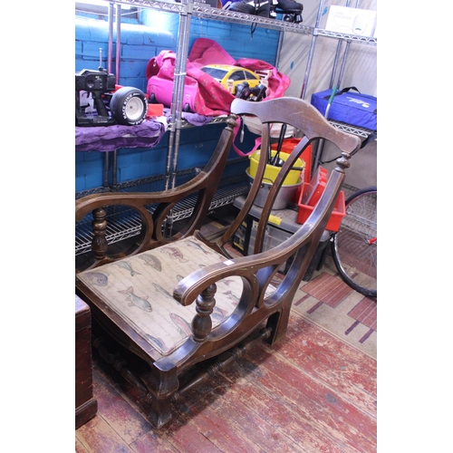 431 - A large heavy antique chair, shipping unavailable