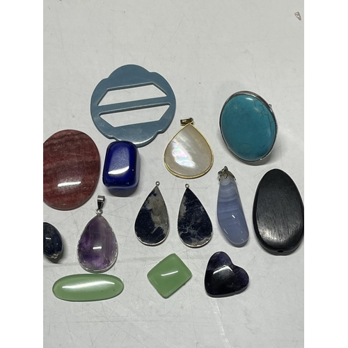 232 - A good selection of stone/agate pendants etc