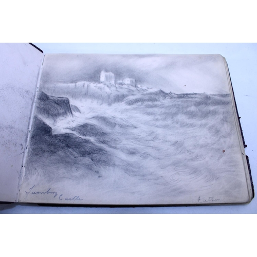 137 - A high quality Edwardian autograph/sketchbook with watercolours, charcoals and poetry