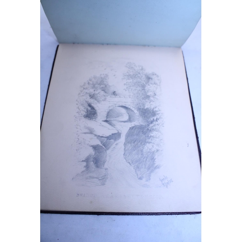 137 - A high quality Edwardian autograph/sketchbook with watercolours, charcoals and poetry