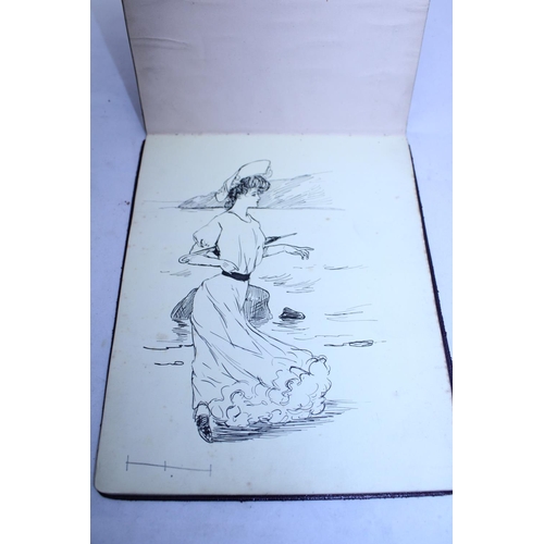 137 - A high quality Edwardian autograph/sketchbook with watercolours, charcoals and poetry