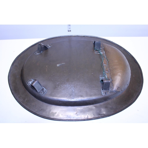 236 - A large antique 18th century copper and silvered meat platter. Shipping not available.