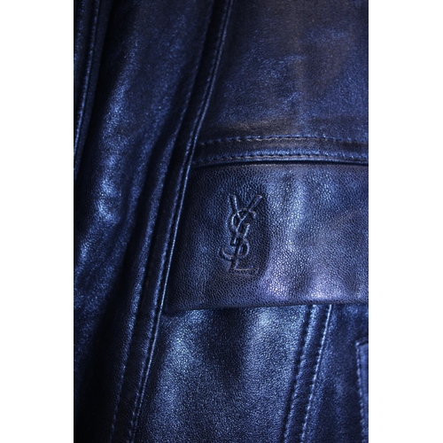 407 - A Yves Saint Laurent vintage leather jacket size 95? with additional detachable inner lining.