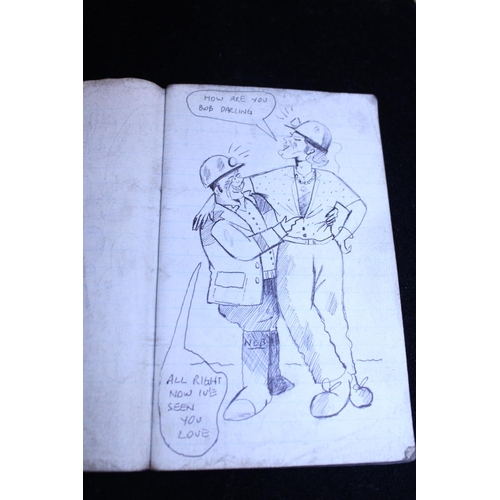 202 - A vintage coal miners sketchbook from the 1980's full cover to cover with humorous images, colliery ... 