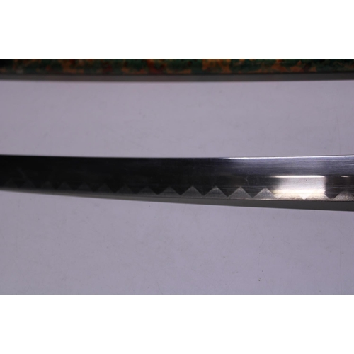 223 - A reproduction Samurai sword 71cm blade length, measured from Habaki, shipping unavailable (over 18'... 