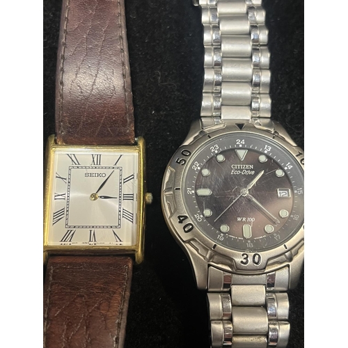 A vintage gentleman's Seiko and a Citizen eco drive wrist watch