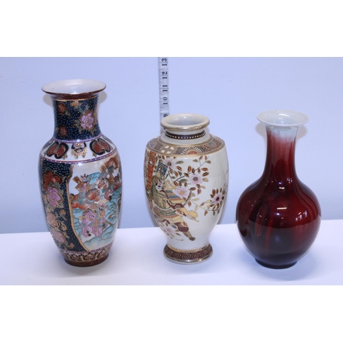 305 - Three Oriental ceramic vases largest h32cm