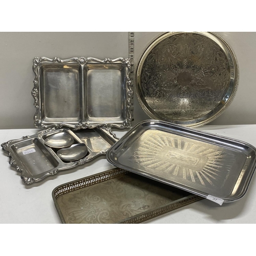 37 - A good selection of plated serving trays