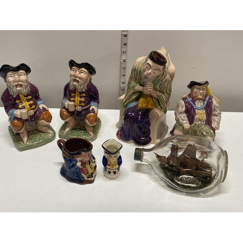 6 - A selection of Melba ware character jugs and other