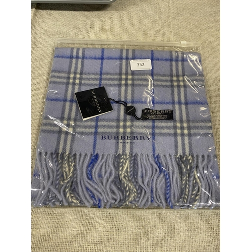 126 - A new with tags Burberry 100% lambs wool blue long scarf 160 x 28cm