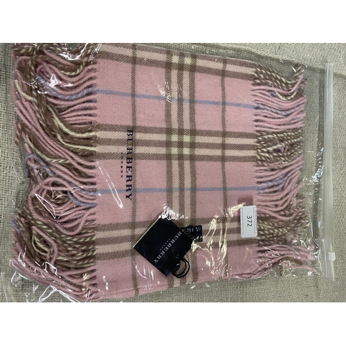 157 - A new with tags Burberry 100% lambs wool pink long scarf with double tassels 150 x 37cm