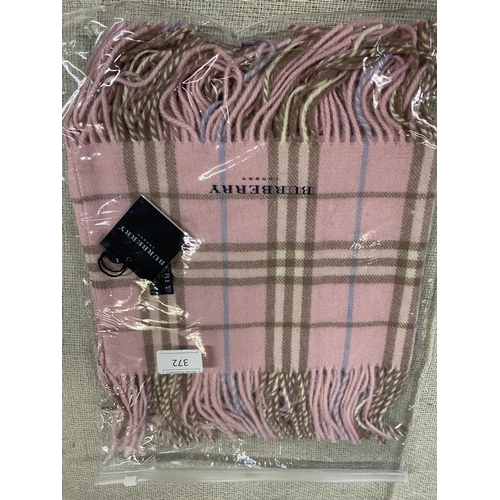 158 - A new with tags Burberry 100% lambs wool pink long scarf with double tassels 150 x 37cm