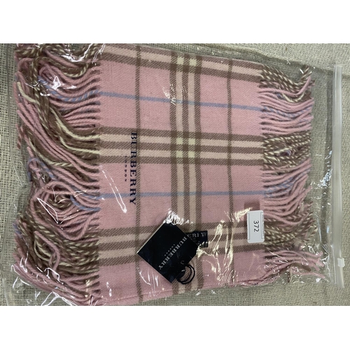 159 - A new with tags Burberry 100% lambs wool pink long scarf with double tassels 150 x 37cm