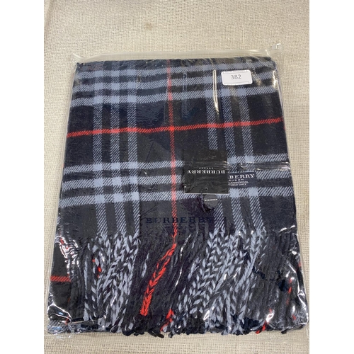 131 - A new with tags Burberry 100% lambs wool Navy shawl 206 x 70cm