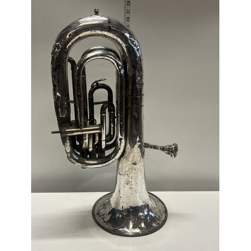 121 - A antique Besson and co baritone four valve horn. A/F. Shipping unavailable