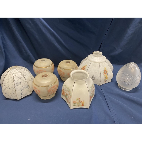 14 - A selection of period glass shades A/F no Shipping