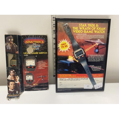 20 - A vintage Star trek 2 videogame watch, boxed with advertising