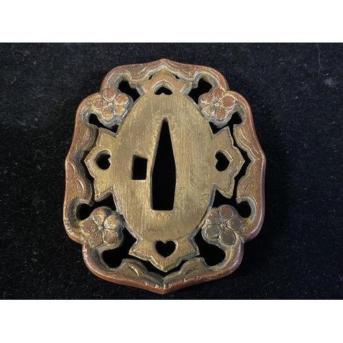 221 - A WW2 era Imperial Japanese Tsuba sword guard with decoration