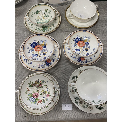 310 - A selection of bone china Crown Staffordshire soup bowls (second quality)