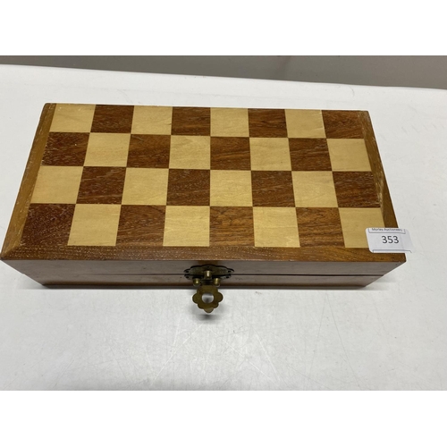 353 - A wooden cased chess set