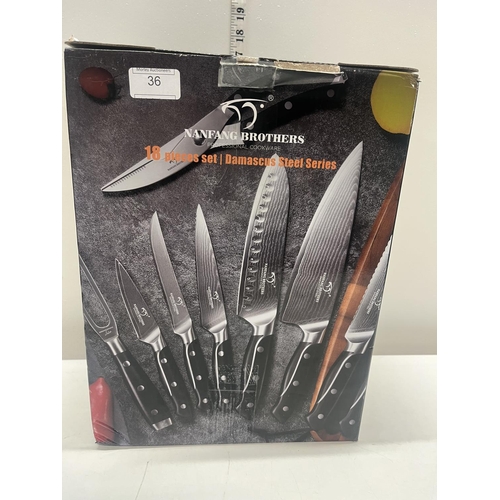 36 - A new boxed Nanfang Brothers 18 piece kitchen knife set over 18's