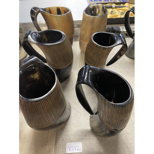 419 - A set of six Viking horn style beakers