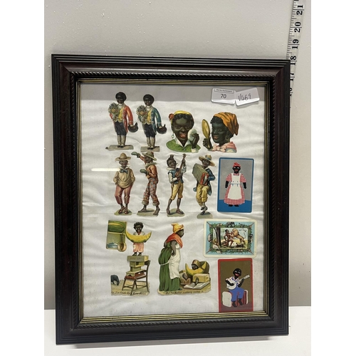 70 - A framed selection of Victorian scraps