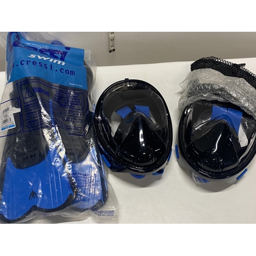 237 - A selection of new snorkelling equipment including flippers and masks