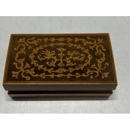 100 - A small wooden box with satinwood inlay