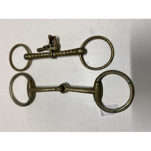 188 - Two brass horse bits from Joseph Tetley's