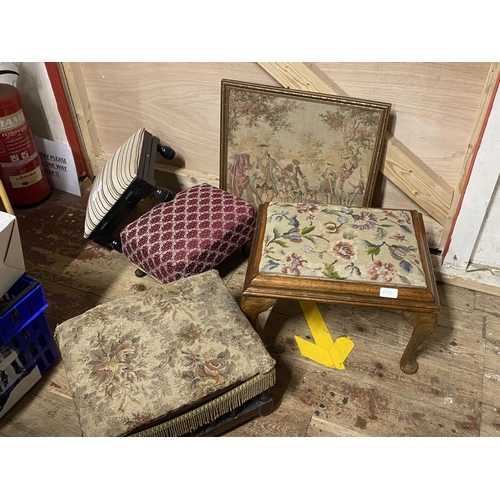 68 - A selection of antique and vintage footstools and other, shipping unavailable