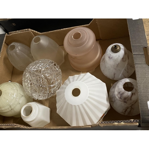 81 - A selection of assorted vintage glass light shades, shipping unavailable