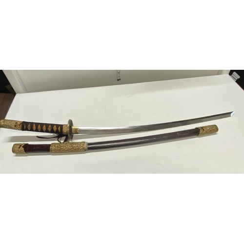 98 - A Japanese Kutani sword and scabbard, shipping unavailable (over 18's only)