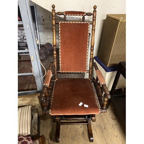 350 - A vintage American rocking chair, shipping unavailable