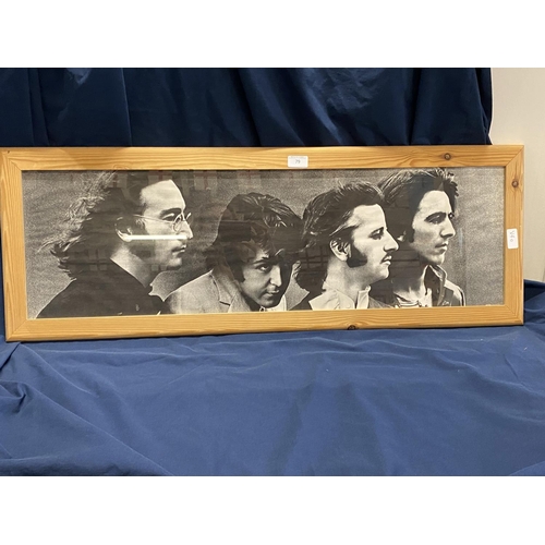 70 - A framed Beatles print 100x37cm, shipping unavailable