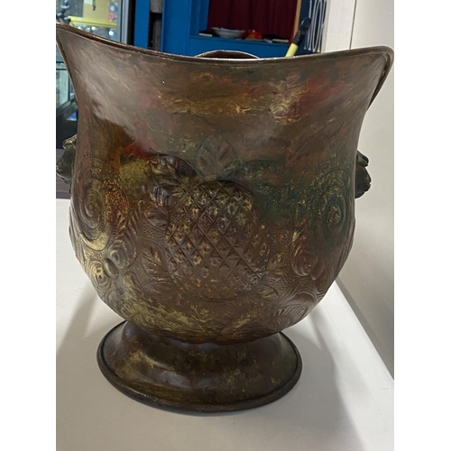 1 - An antique copper coal bucket